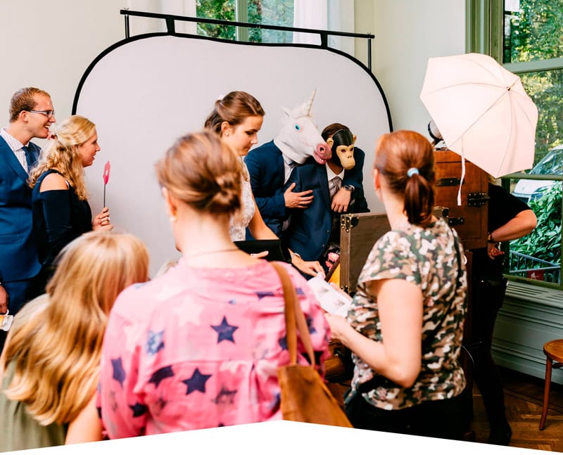 People at the Photobooth at the wedding