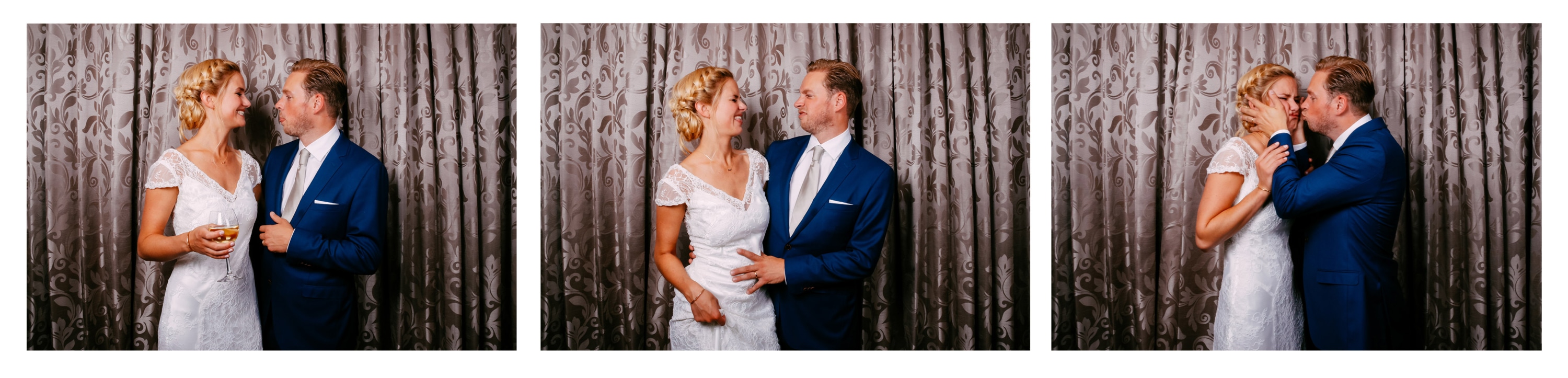 Bridal couple pictured at the photobooth