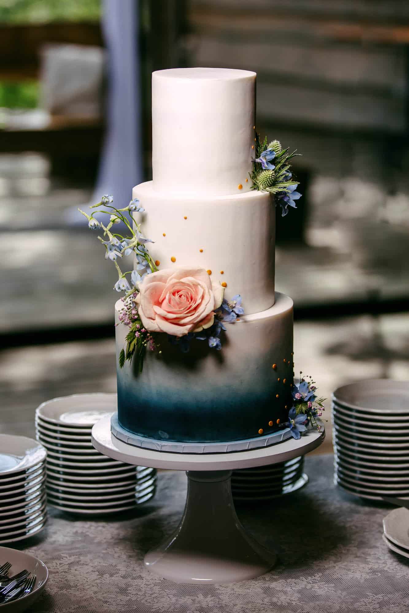 A wedding cake wedding cake on the table.