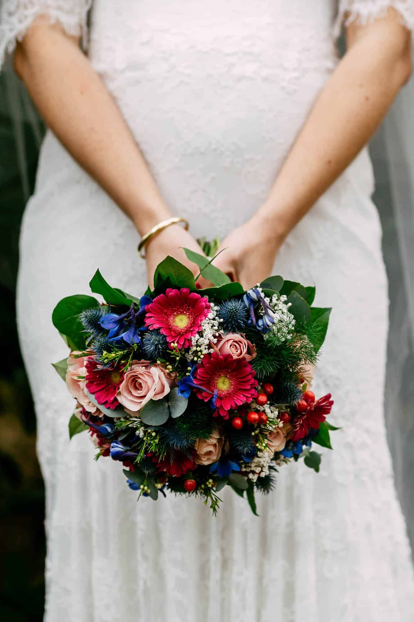 Bridal bouquet with bright colours