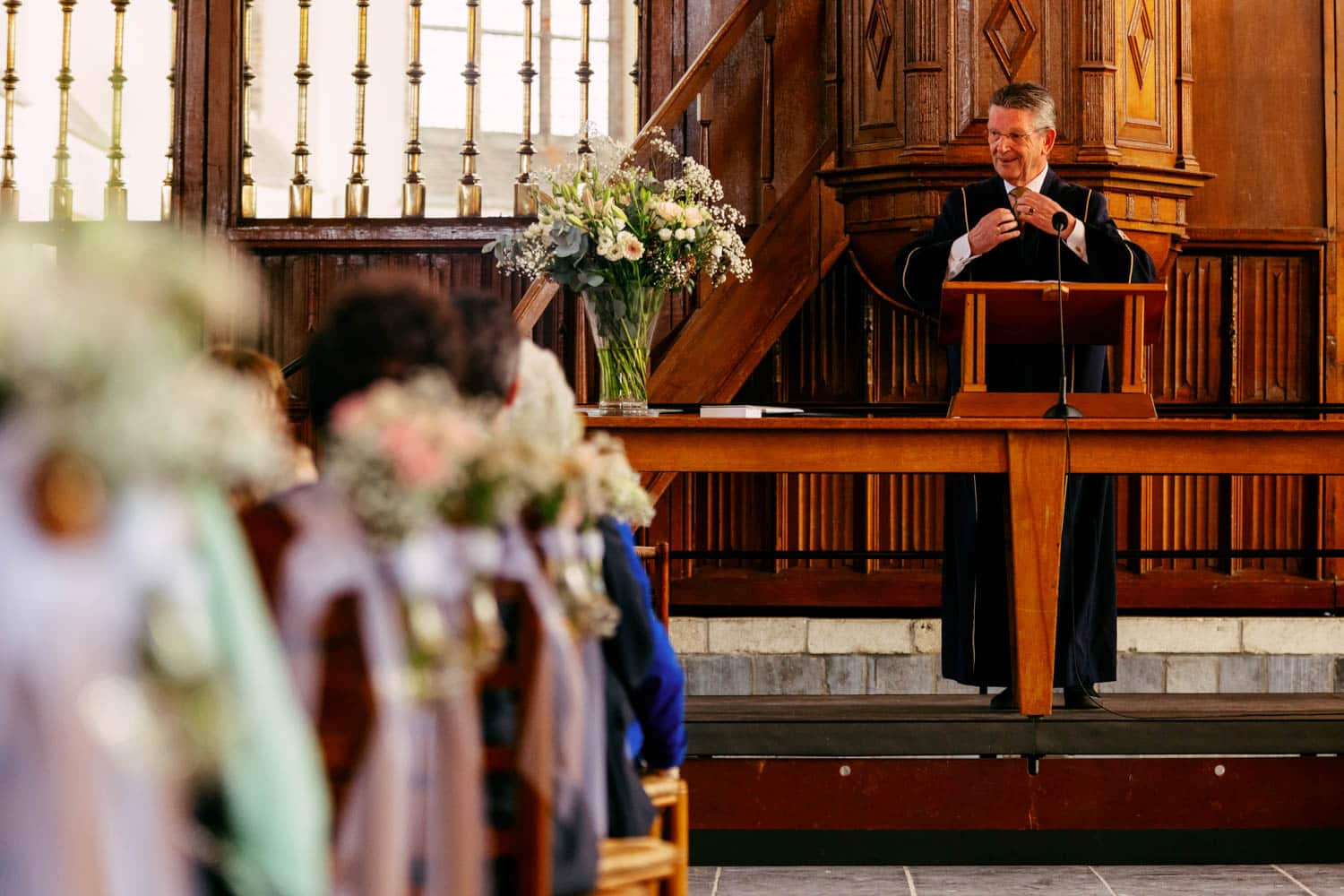 The wedding officiant in the church