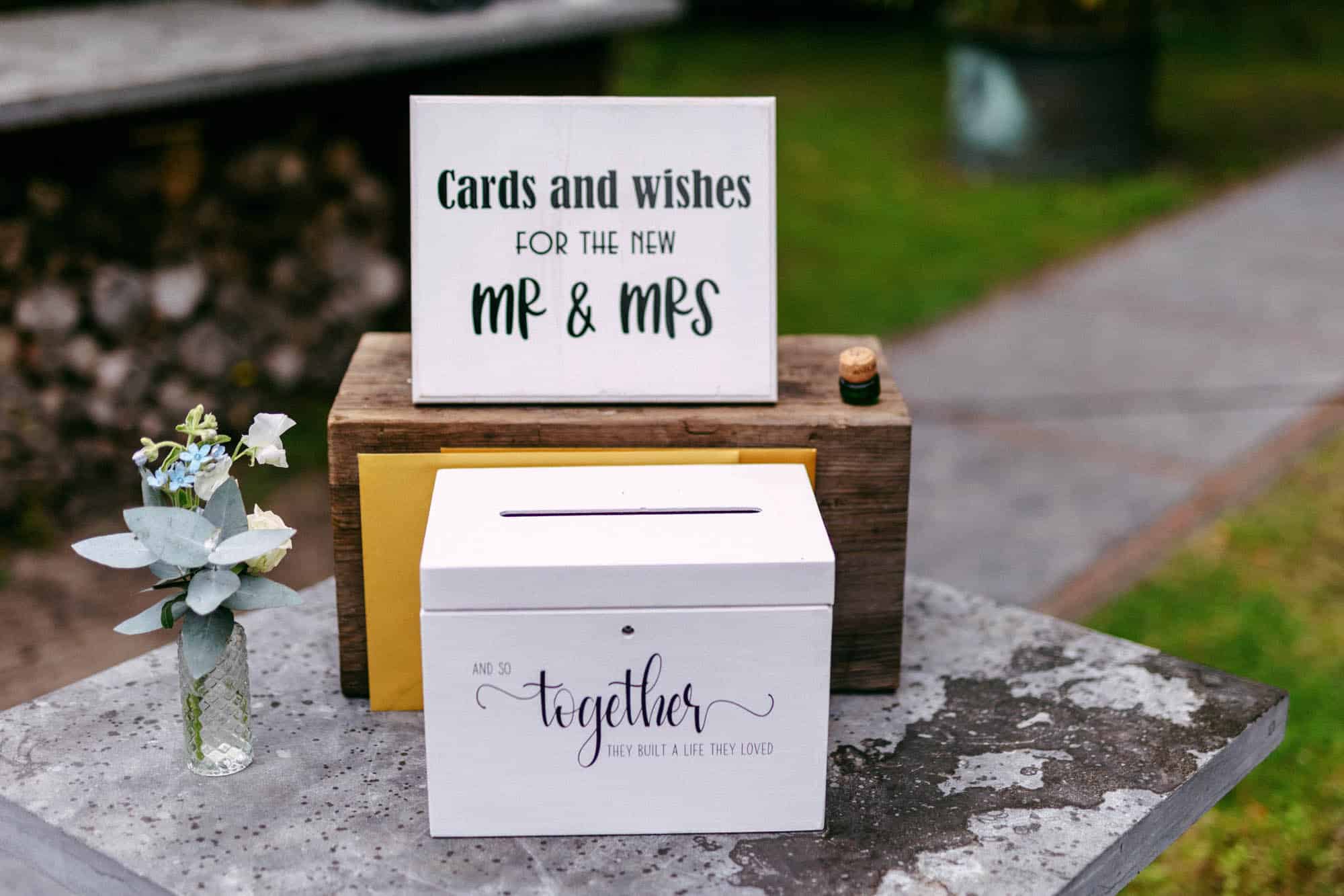 Envelopes box at a wedding