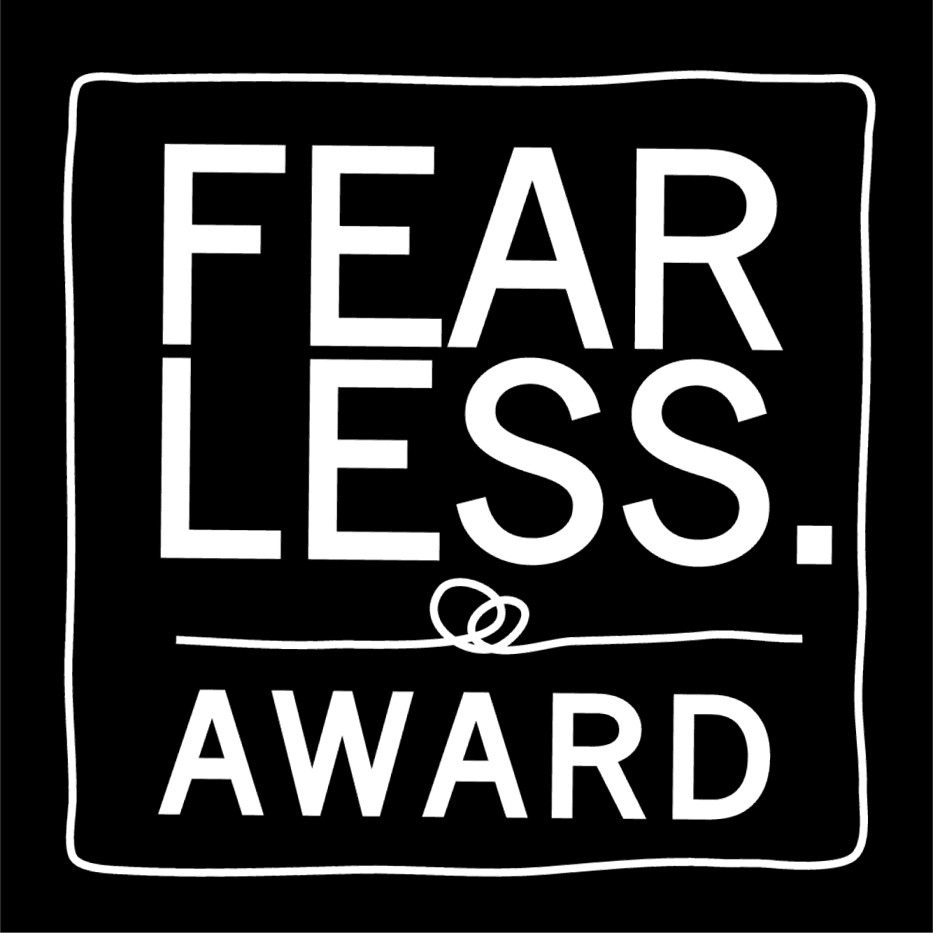 Fearless award logo on a black background for Fearless award 2023.