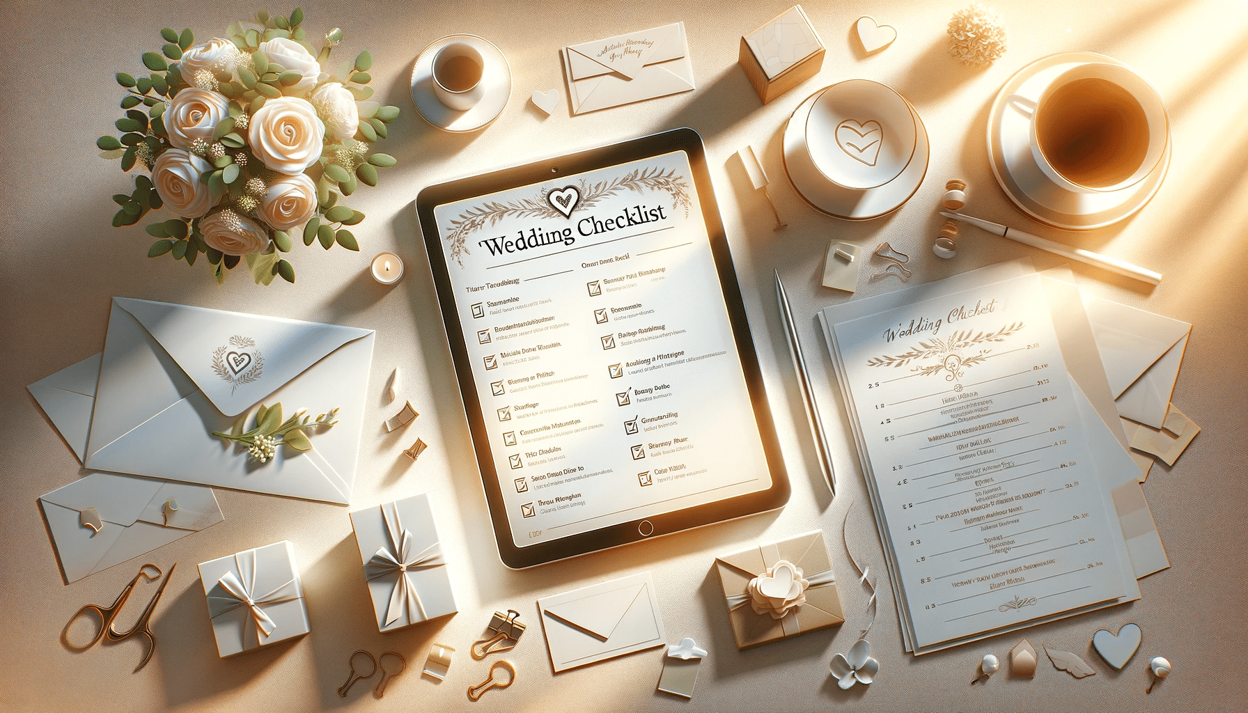 An iPad with a wedding checklist on it.