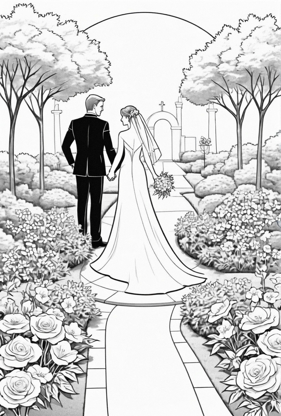 Wedding colouring page